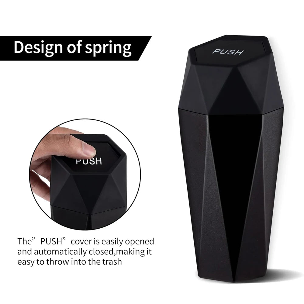 Portable Mini Car Storage Box Car Trash Can with Lid Garbage Waterproof Box Mobile Trash Bin