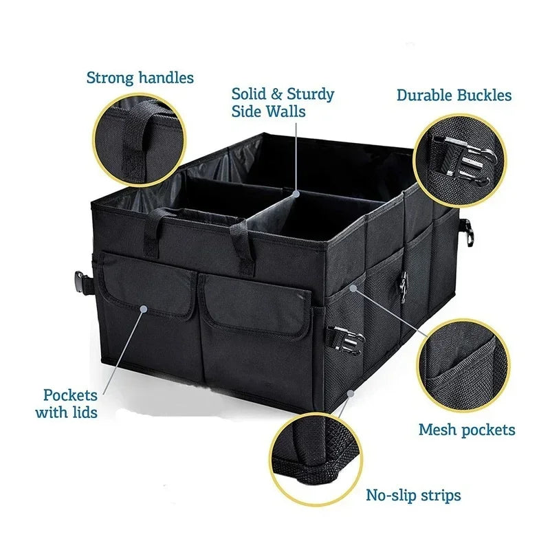 Collapsible Car Trunk Organizer – Heavy-Duty 600D Oxford Storage Box (56×40×26 cm)
