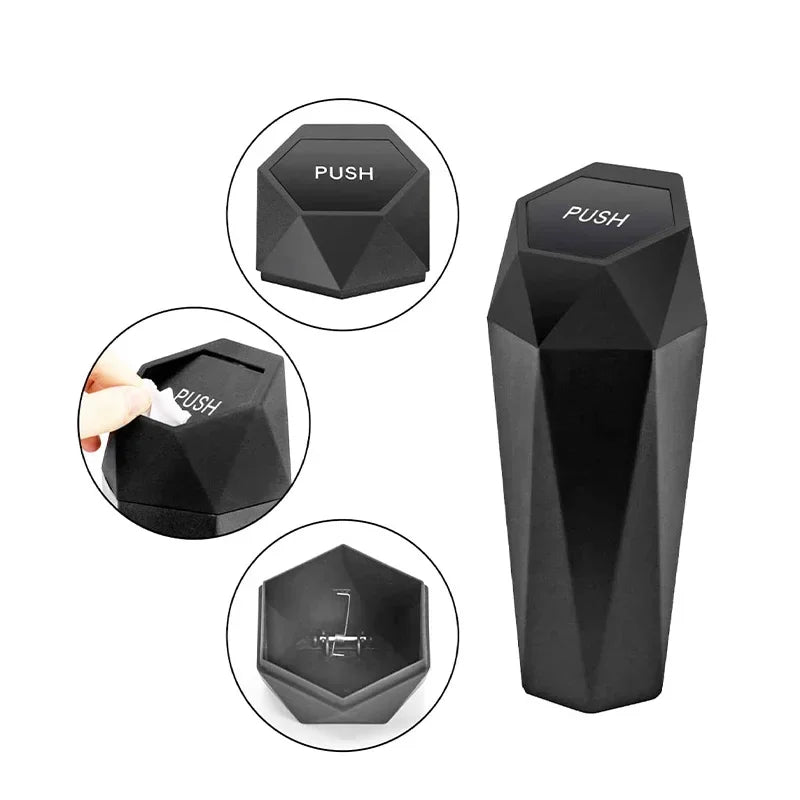 Portable Mini Car Storage Box Car Trash Can with Lid Garbage Waterproof Box Mobile Trash Bin