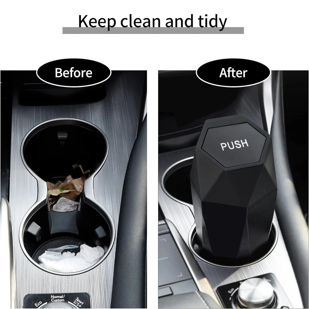 Portable Mini Car Storage Box Car Trash Can with Lid Garbage Waterproof Box Mobile Trash Bin