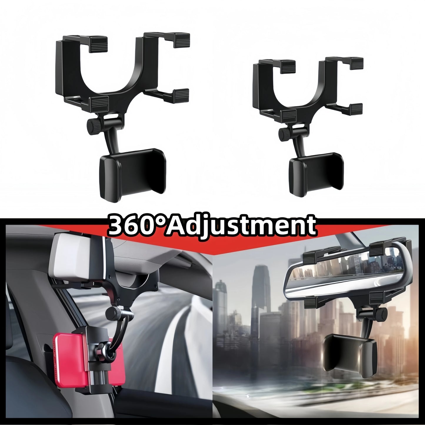 360° Rotating Waterproof Phone Holder Car Bathroom Mount Universal ABS Phone Stand Hands Free Safe Driving Shower Wall Holder