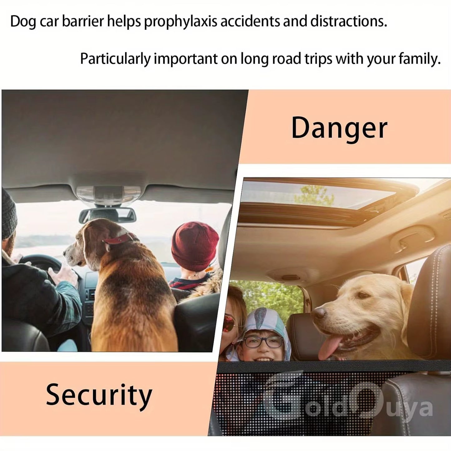 Car Dog Net Barrier, 21 X 21 in Adjustable Mesh Obstacle Car Dog Barrier Net Car Back Seat Pet Fence Car Pet Isolation Protectiv