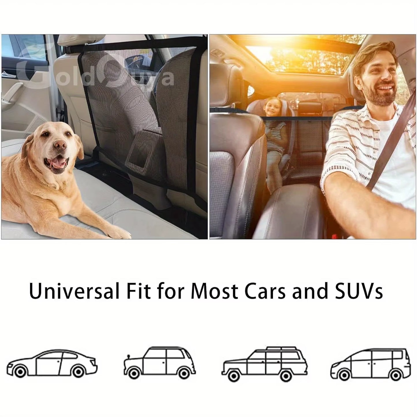 Car Dog Net Barrier, 21 X 21 in Adjustable Mesh Obstacle Car Dog Barrier Net Car Back Seat Pet Fence Car Pet Isolation Protectiv