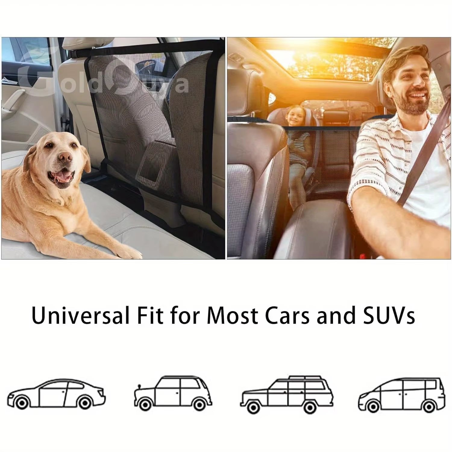 Car Dog Net Barrier, 21 X 21 in Adjustable Mesh Obstacle Car Dog Barrier Net Car Back Seat Pet Fence Car Pet Isolation Protectiv